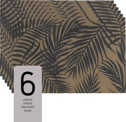 Raved Placemats - Set van 6 Stuks - Astrid - Varens - Beige - Jute - Grijs - Eettafel - Onderlegger - Waterafstotend
