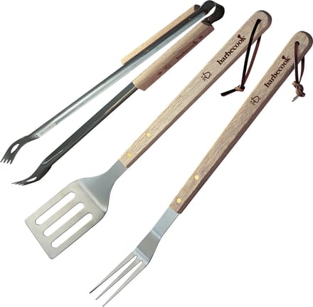 Barbecook BBQ set gereedschap - Met ophanglus - RVS - Hout - 47cm