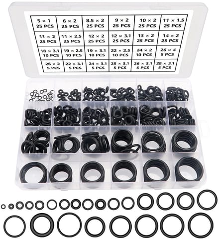 Dailygoods- O-ringen Assortimentset 385 Stuks - Nitrilrubber - Zwarte