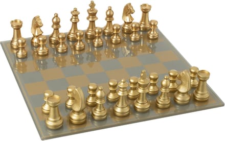 J-Line decoratie Schaakspel Plateau - polyresin - goud