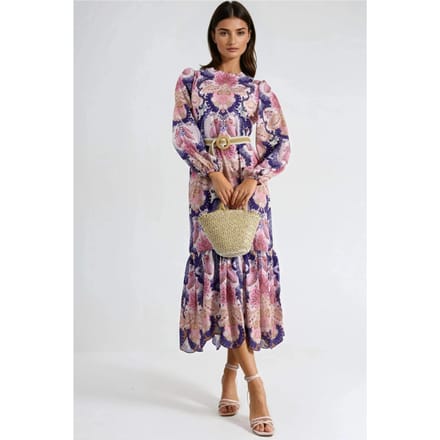 Gestrikte Paisley Patroon Midi Jurk