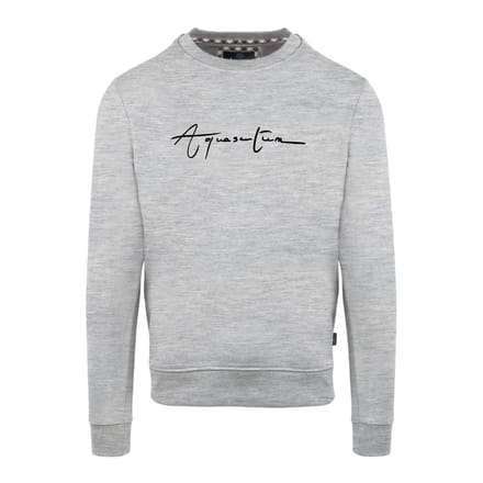 Aquascutum Heren Script Crew Neck Regular Sweatshirt (Grijs)