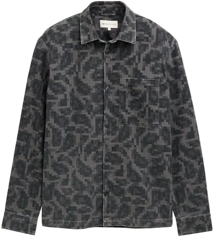 Tom Tailor Denim - Overhemd met borstzak - Maat M - night grey big pixel print