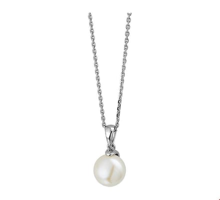 Zilver Gerhodineerde Collier parel 41 + 4 cm 1318365