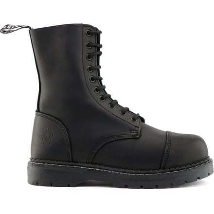 Grinders Unisex Zwarte Leren Stalen Neus Veterlaarzen - Stag ACS