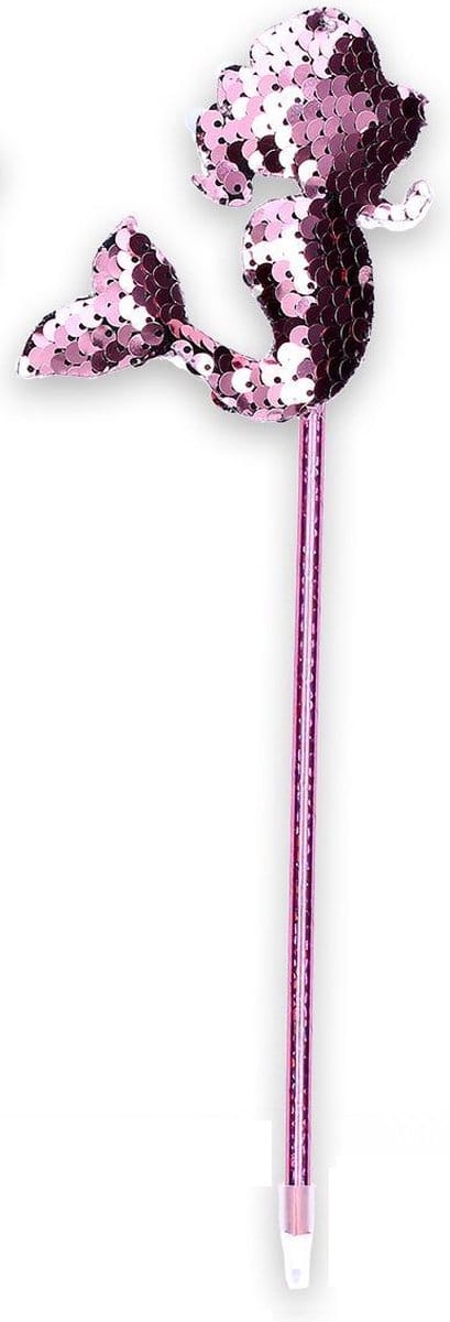 Zeemeermin Balpen | Mermaid | Pailletten Pen Licht Roze