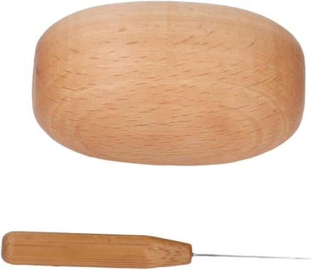 Houten Stopei - Stopbenodigdheid Set - Kleding Repareren - Ergonomisch Ontwerp - 6 cm Ei - Houtkleur