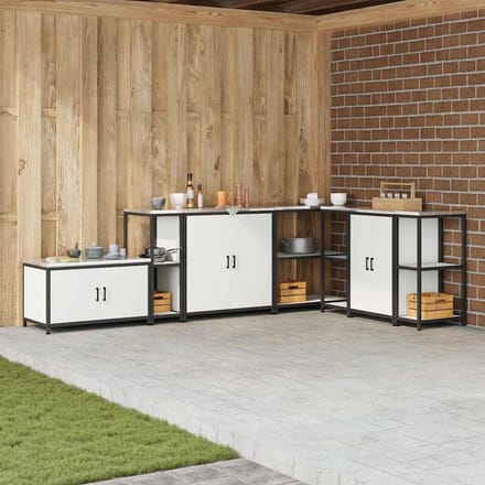 vidaXL - Keukenplankeenheid - HATTEM - Wit - 30 - x - 50 - x - 92 - cm - Staal
