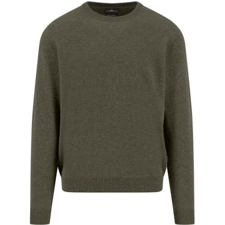 Fynch-Hatton Trui O-Neck Solid Color Cashmere Donker Khaki / male