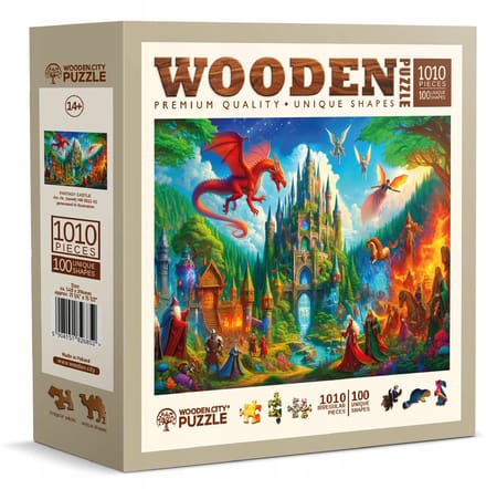 Houten puzzel 1000 stukjes - Fantasiekasteel met figuur