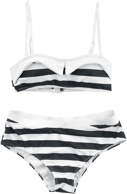 Pussy Deluxe Big Party Stripes Dames Bikini Set - zwart/wit - XS