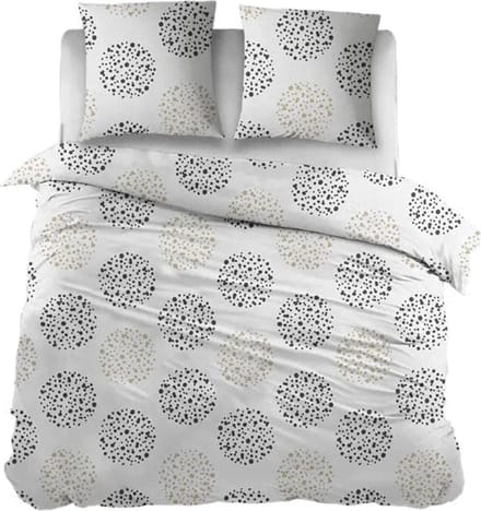 Sleepnight Dekbedovertrek Flanel Gudrun - 140 x 200/220 cm + 1 kussensloop - [Beige,Zwart]