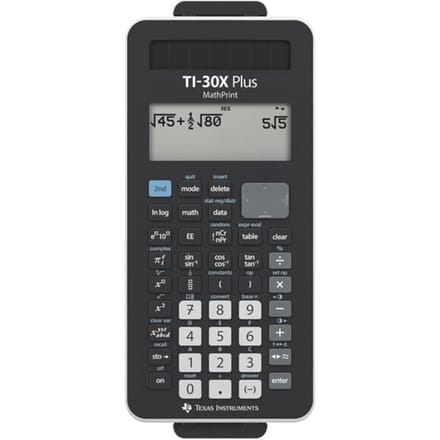 Texas Instruments TI-30X Plus MathPrint schoolrekenmachine, MathPrint – scherm met vier regels, werkt op zonne-energie en batterijen, middelbare school (I+II)