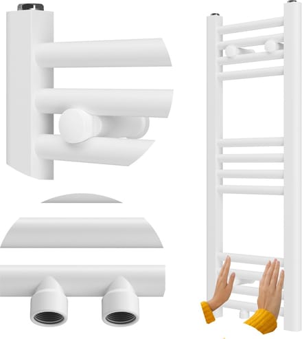 Granitan Badkamerradiator Raven - 80x30cm - Wit - Ladderverwarming - Handdoekradiator