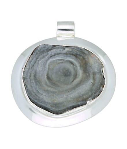 Zilveren Chalcedoonroos edelsteen vrije vorm XL hanger
