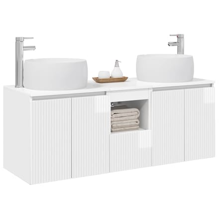 vidaXL - Badkamerkast - set - 3 - st - Hoogglans - Wit - 49,5 - x - 44,5 - x - 66 - cm