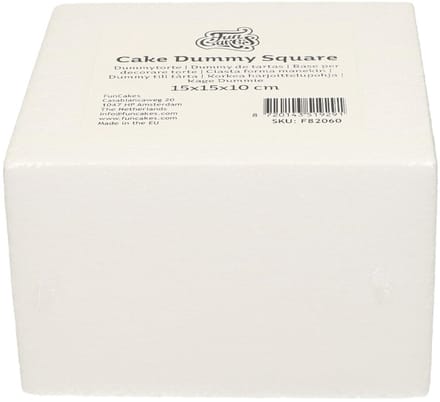FunCakes Taart Dummy - Piepschuim Blok - Vierkant - 15x15x10 cm
