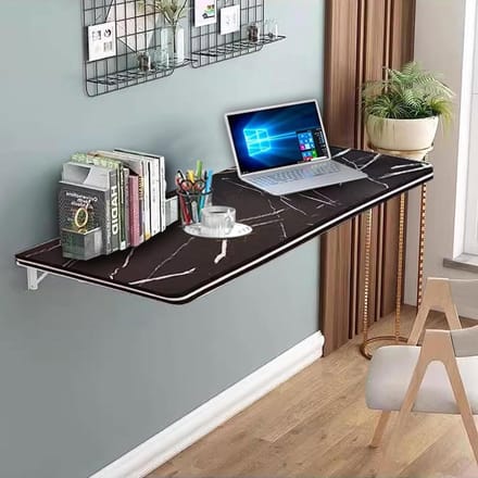 Wandklaptafel - Opvouwbaar bureau - Ruimtebesparend werken - Stevig driehoekontwerp - 70x40cm - Zwart