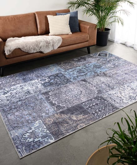 Patchwork vloerkleed - Fade Dreamer zwart/multi 76x150