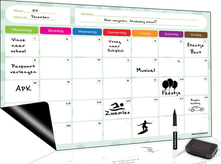 Brute Strength - Magnetisch Weekplanner whiteboard (8) - A3 - Planbord - Familieplanner - Gezinsplanner - To Do Planner - kind - Maandplanner