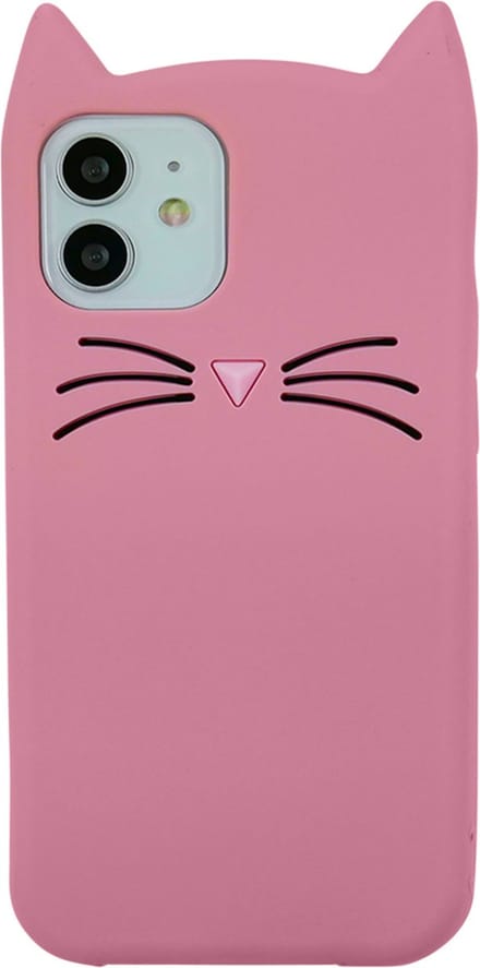 Peachy Schattige kat siliconen hoesje geschikt voor iPhone 12 mini - roze