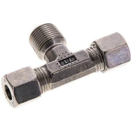 8L & R3/8'' RVS T-stuk Snijringkoppeling Buitendraad 315bar ISO 8434-1