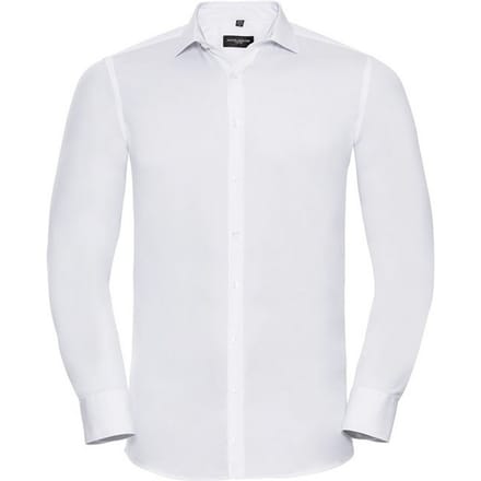 Russell Collection Heren Ultimate Stretch Shirt met Lange Mouwen (Wit)