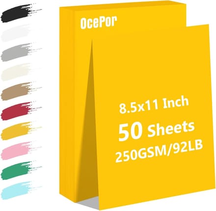 Gekleurd Karton Papier - Dik Bouwpapier - Creatief Knutselen - 50 Vellen Set - A4 Formaat - Geel