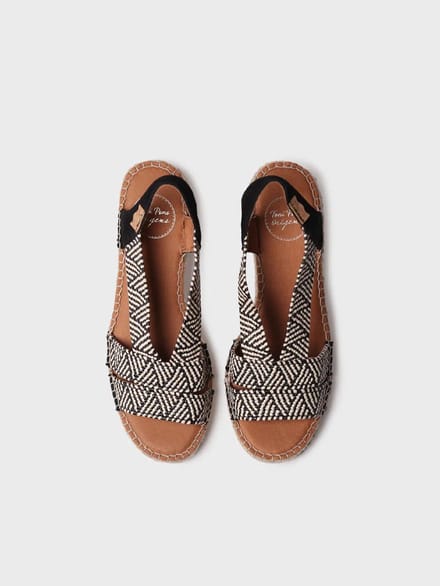 Dames espadrille met brede hak en tweekleurig elastiek | DALYN