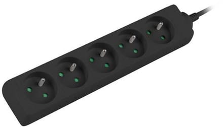 Lanberg Serie - Verlengsnoer - Zwart - 1,5m - 5x 230V