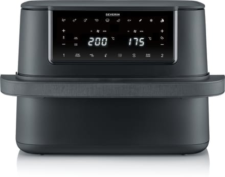 Severin FR 2490 Black Line Flex Heteluchtfriteuse XXL – 9 Liter – Dual Zone – Sync Cook & Sync Finish – 11 Programma’s – 2600W – Zwart