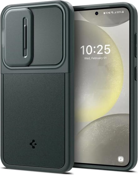 Spigen Optik Armor Geschikt voor Samsung Galaxy S24 - Back Cover met Camera Slider - Groen
