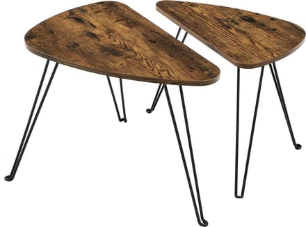 Hoppa! Set van 2 Salontafels - Bruin/Zwart - Spaanplaat/Staal