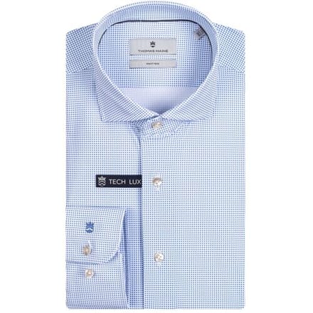Thomas Maine Overhemd Allover Mini Dot Roma Modern Kent Tech Jersey Knit Licht Blauw / male
