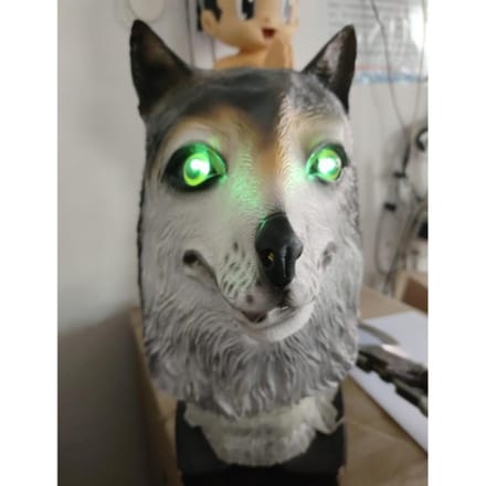 Gesimuleerde gloeiende wolf latex masker One size fits all adults grijs