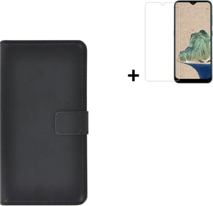 Nokia G60 Hoesje - Bookcase - Nokia G60 Screenprotector - Pu Leder Wallet Book Case Zwart Cover + Screenprotector