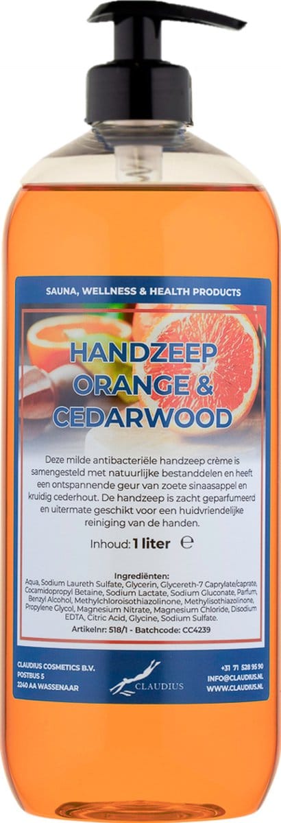 Handzeep Sweet Orange & Cedarwood 1 liter - met gratis pomp