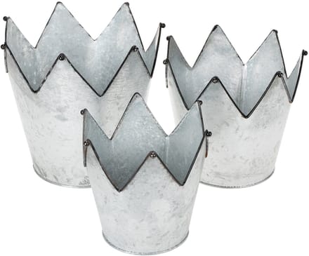 Bloempotkroon van metaal, decoratief zink, Ø21,5/19,5/17 cm, set van 3