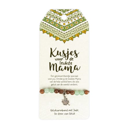 Geluksarmband met Jade | Groen | Kusjes voor de leukste mama