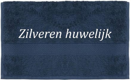Handdoek - Zilveren huwelijk - 100x50cm - Donker blauw