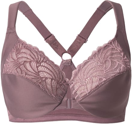 Ulla Popken - Dames - Beugelbeha kant zachte cups voorsluiting - Aarde - Maat 110D