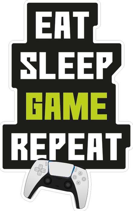 Muursticker "Eat, Sleep, Game, Repeat" | Gameroom sticker PS5 | Deursticker gamer |