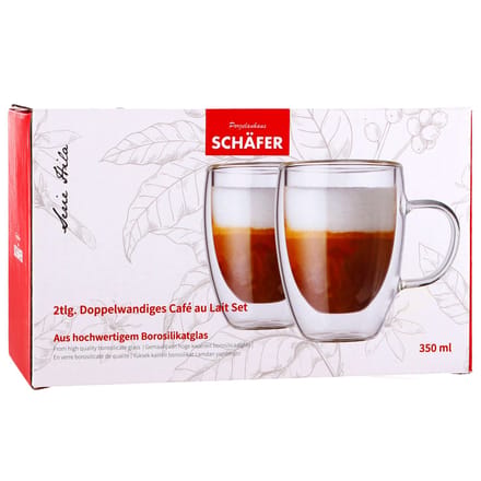 Mok dubbelwandig 350ml set van 2 met handgreep