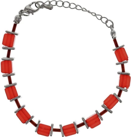 Behave - Armband met rode blokjes - Trendy kleuraccent - Feestelijk