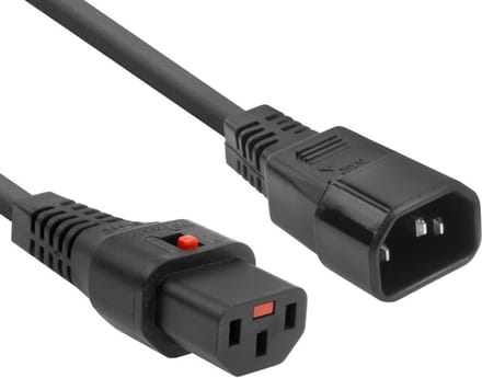 ACT Netsnoer C13 IEC Lock - C14 zwart 0,5 m, PC1002 AK5190