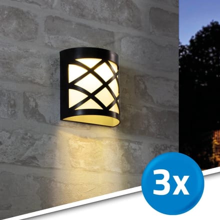 Solar wandlamp 'China' - Voordeelset 3 stuks - Warm wit licht - Op zonne-energie