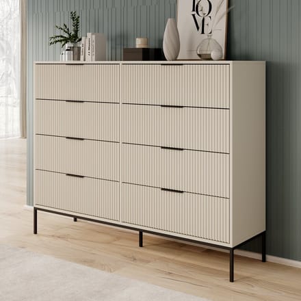 Meubella - Delaware - Ladekast 8 lades - Beige - 150x40x115 cm