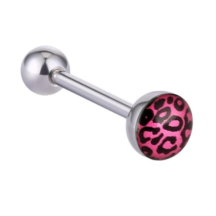 Fako Bijoux® - Tongpiercing - Luipaard - 28mm - Rood