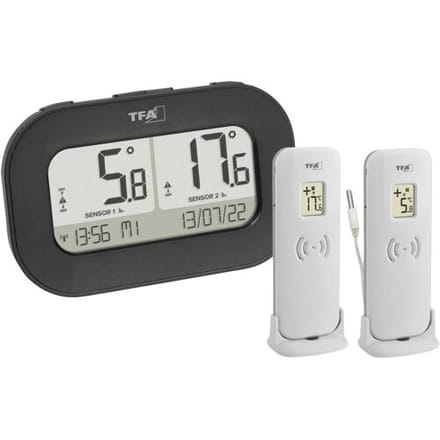 TFA Dostmann DOUBLE-CHECK 30.3073.01 Draadloze thermometer digitaal Zwart