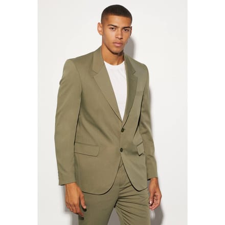 Oversized Boxy Single Breasted Suit Jacket | Olive | Size 46